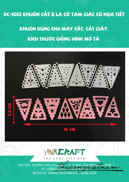 DC-1013 Khuôn cắt 8 lá cờ tam giác có họa tiết